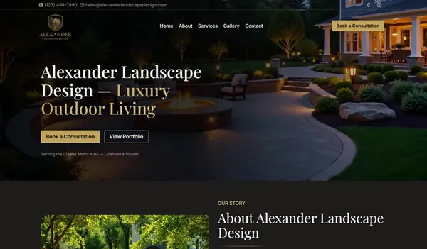 Custom WordPress website for Alexander Landscape Design developed by Muhammad Yaqoob