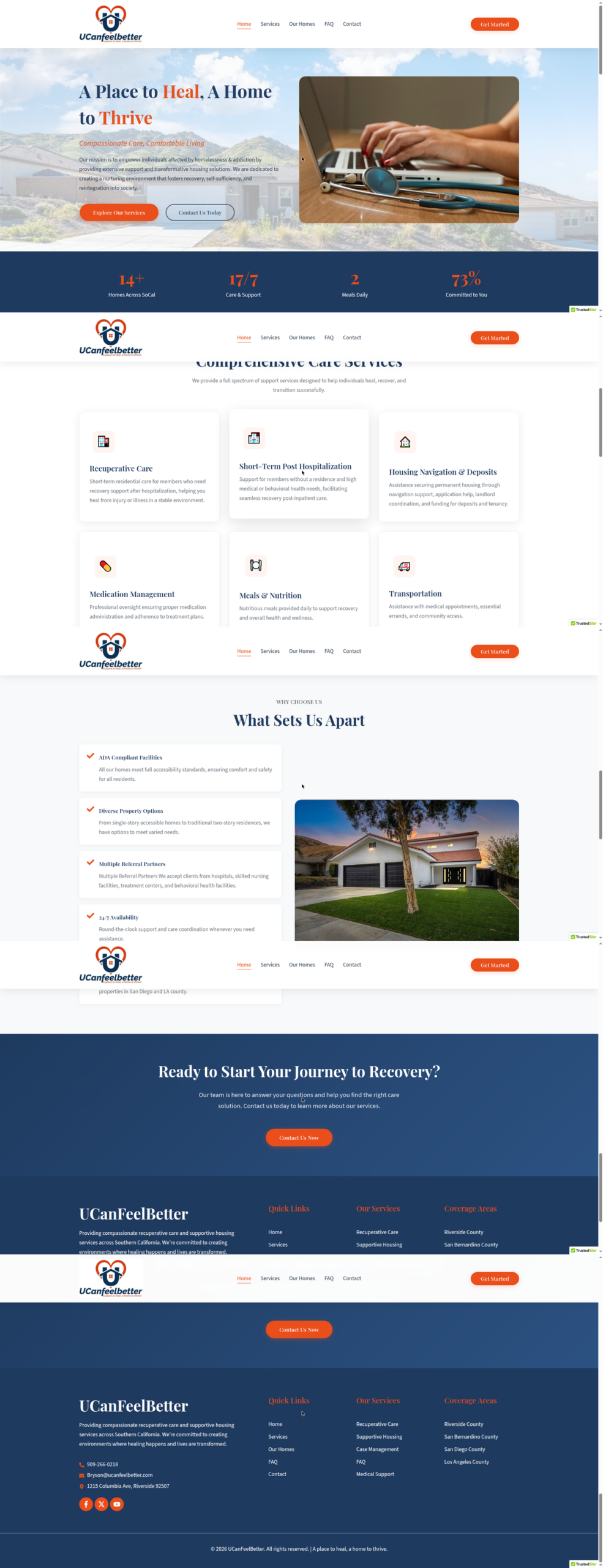 U Can Feel Better homepage showcase — housing website design case study